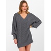 image:imageANRABESS Womens Long Sleeve V Neck Oversized Cable Knit Mini Sweater Dresses 2026 Winter Fall Trendy Pullover Tunic OutfitsDeep Grey