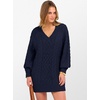 image:imageANRABESS Womens Long Sleeve V Neck Oversized Cable Knit Mini Sweater Dresses 2026 Winter Fall Trendy Pullover Tunic OutfitsNavy Blue