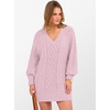 image:imageANRABESS Womens Long Sleeve V Neck Oversized Cable Knit Mini Sweater Dresses 2026 Winter Fall Trendy Pullover Tunic OutfitsPink