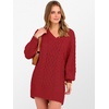 image:imageANRABESS Womens Long Sleeve V Neck Oversized Cable Knit Mini Sweater Dresses 2026 Winter Fall Trendy Pullover Tunic OutfitsRed