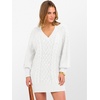 image:imageANRABESS Womens Long Sleeve V Neck Oversized Cable Knit Mini Sweater Dresses 2026 Winter Fall Trendy Pullover Tunic OutfitsWhite