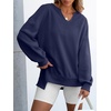 image:imageANRABESS Womens Long Sleeve VNeck Oversized SweatshirtsNavy Blue