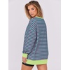 image:imageANRABESS Womens Long Sleeve VNeck Oversized SweatshirtsPink Green