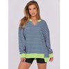 image:imageANRABESS Womens Long Sleeve VNeck Oversized SweatshirtsPink Green
