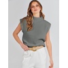 image:imageANRABESS Womens Mock Neck Sleeveless Sweater Vest Casual Cap Sleeve Knit Pullover Tank Tops 2026 Fall ClothesGray Green