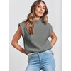 image:imageANRABESS Womens Mock Neck Sleeveless Sweater Vest Casual Cap Sleeve Knit Pullover Tank Tops 2026 Fall ClothesGray Green