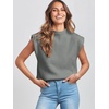 image:imageANRABESS Womens Mock Neck Sleeveless Sweater Vest Casual Cap Sleeve Knit Pullover Tank Tops 2026 Fall ClothesGray Green
