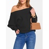 image:imageANRABESS Womens Off Shoulder Sweaters 2026 Fall Long Batwing Sleeve Loose Fit Knit Tops Casual Pullovers JumpersBlack