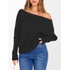 image:imageANRABESS Womens Off Shoulder Sweaters 2026 Fall Long Batwing Sleeve Loose Fit Knit Tops Casual Pullovers JumpersBlack
