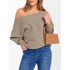 image:imageANRABESS Womens Off Shoulder Sweaters 2026 Fall Long Batwing Sleeve Loose Fit Knit Tops Casual Pullovers JumpersBright Tan