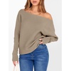image:imageANRABESS Womens Off Shoulder Sweaters 2026 Fall Long Batwing Sleeve Loose Fit Knit Tops Casual Pullovers JumpersBright Tan