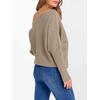 image:imageANRABESS Womens Off Shoulder Sweaters 2026 Fall Long Batwing Sleeve Loose Fit Knit Tops Casual Pullovers JumpersBright Tan