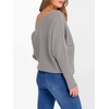 image:imageANRABESS Womens Off Shoulder Sweaters 2026 Fall Long Batwing Sleeve Loose Fit Knit Tops Casual Pullovers JumpersGray Apricot