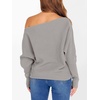 image:imageANRABESS Womens Off Shoulder Sweaters 2026 Fall Long Batwing Sleeve Loose Fit Knit Tops Casual Pullovers JumpersGray Apricot