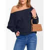 image:imageANRABESS Womens Off Shoulder Sweaters 2026 Fall Long Batwing Sleeve Loose Fit Knit Tops Casual Pullovers JumpersNavy Blue