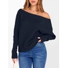 image:imageANRABESS Womens Off Shoulder Sweaters 2026 Fall Long Batwing Sleeve Loose Fit Knit Tops Casual Pullovers JumpersNavy Blue