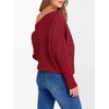 image:imageANRABESS Womens Off Shoulder Sweaters 2026 Fall Long Batwing Sleeve Loose Fit Knit Tops Casual Pullovers JumpersRed