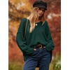 image:imageANRABESS Womens Oversized Casual Loose Slouchy Scoop V Neck Batwing Long Sleeve Knit 2026 Fall Pullover SweatersDark Green