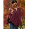 image:imageANRABESS Womens Oversized Casual Loose Slouchy Scoop V Neck Batwing Long Sleeve Knit 2026 Fall Pullover SweatersWine Red