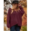 image:imageANRABESS Womens Oversized Casual Loose Slouchy Scoop V Neck Batwing Long Sleeve Knit 2026 Fall Pullover SweatersWine Red