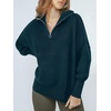 image:imageANRABESS Womens Oversized Fashion Long Sleeve Quarter Zip Baggy Loose Slouchy Sweater Pullover Tops 2026 Fall OutfitsDeep Blue