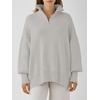 image:imageANRABESS Womens Oversized Fashion Long Sleeve Quarter Zip Baggy Loose Slouchy Sweater Pullover Tops 2026 Fall OutfitsGray