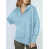 image:imageANRABESS Womens Oversized Fashion Long Sleeve Quarter Zip Baggy Loose Slouchy Sweater Pullover Tops 2026 Fall OutfitsLight Blue