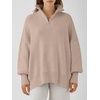 image:imageANRABESS Womens Oversized Fashion Long Sleeve Quarter Zip Baggy Loose Slouchy Sweater Pullover Tops 2026 Fall OutfitsSand