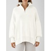 image:imageANRABESS Womens Oversized Fashion Long Sleeve Quarter Zip Baggy Loose Slouchy Sweater Pullover Tops 2026 Fall OutfitsWhite