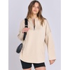 image:imageANRABESS Womens Oversized Hoodie Quarter Zip Sweatshirts 2026 Fall Winter Tunic Pullover Top Trendy Teen Girls Preppy ClothesAlomnd
