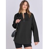 image:imageANRABESS Womens Oversized Hoodie Quarter Zip Sweatshirts 2026 Fall Winter Tunic Pullover Top Trendy Teen Girls Preppy ClothesBlack