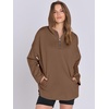 image:imageANRABESS Womens Oversized Hoodie Quarter Zip Sweatshirts 2026 Fall Winter Tunic Pullover Top Trendy Teen Girls Preppy ClothesBrown