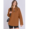 image:imageANRABESS Womens Oversized Hoodie Quarter Zip Sweatshirts 2026 Fall Winter Tunic Pullover Top Trendy Teen Girls Preppy ClothesCaramel