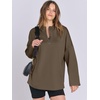 image:imageANRABESS Womens Oversized Hoodie Quarter Zip Sweatshirts 2026 Fall Winter Tunic Pullover Top Trendy Teen Girls Preppy ClothesCoffee