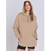 image:imageANRABESS Womens Oversized Hoodie Quarter Zip Sweatshirts 2026 Fall Winter Tunic Pullover Top Trendy Teen Girls Preppy ClothesKhaki
