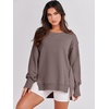 image:imageANRABESS Womens Oversized Sweatshirts Crew Neck Long Sleeve Shirts Casual Loose Slit 2026 Fall Outfits Y2K Teen Girls ClothesBrown