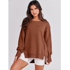 image:imageANRABESS Womens Oversized Sweatshirts Crew Neck Long Sleeve Shirts Casual Loose Slit 2026 Fall Outfits Y2K Teen Girls ClothesCaramel