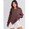 image:imageANRABESS Womens Oversized Sweatshirts Crew Neck Long Sleeve Shirts Casual Loose Slit 2026 Fall Outfits Y2K Teen Girls ClothesCoffee