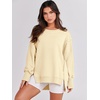 image:imageANRABESS Womens Oversized Sweatshirts Crew Neck Long Sleeve Shirts Casual Loose Slit 2026 Fall Outfits Y2K Teen Girls ClothesCream Yellow