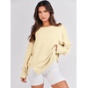 image:imageANRABESS Womens Oversized Sweatshirts Crew Neck Long Sleeve Shirts Casual Loose Slit 2026 Fall Outfits Y2K Teen Girls ClothesCream Yellow
