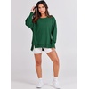 image:imageANRABESS Womens Oversized Sweatshirts Crew Neck Long Sleeve Shirts Casual Loose Slit 2026 Fall Outfits Y2K Teen Girls ClothesDeep Green
