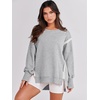 image:imageANRABESS Womens Oversized Sweatshirts Crew Neck Long Sleeve Shirts Casual Loose Slit 2026 Fall Outfits Y2K Teen Girls ClothesGray