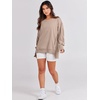 image:imageANRABESS Womens Oversized Sweatshirts Crew Neck Long Sleeve Shirts Casual Loose Slit 2026 Fall Outfits Y2K Teen Girls ClothesKhaki