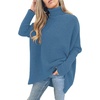 image:imageANRABESS Womens Oversized Turtleneck Batwing Long Sleeve Casual Cozy Baggy Knit Pullover Tunic Sweater 2026 Fall OutfitsDenim Blue