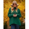 image:imageANRABESS Womens Oversized Turtleneck Batwing Long Sleeve Casual Cozy Baggy Knit Pullover Tunic Sweater 2026 Fall OutfitsGreen