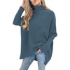 image:imageANRABESS Womens Oversized Turtleneck Batwing Long Sleeve Casual Cozy Baggy Knit Pullover Tunic Sweater 2026 Fall OutfitsIndigo