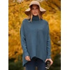 image:imageANRABESS Womens Oversized Turtleneck Batwing Long Sleeve Casual Cozy Baggy Knit Pullover Tunic Sweater 2026 Fall OutfitsIndigo