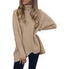 image:imageANRABESS Womens Oversized Turtleneck Batwing Long Sleeve Casual Cozy Baggy Knit Pullover Tunic Sweater 2026 Fall OutfitsKhaki