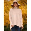 image:imageANRABESS Womens Oversized Turtleneck Batwing Long Sleeve Casual Cozy Baggy Knit Pullover Tunic Sweater 2026 Fall OutfitsPink