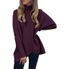 image:imageANRABESS Womens Oversized Turtleneck Batwing Long Sleeve Casual Cozy Baggy Knit Pullover Tunic Sweater 2026 Fall OutfitsPurple